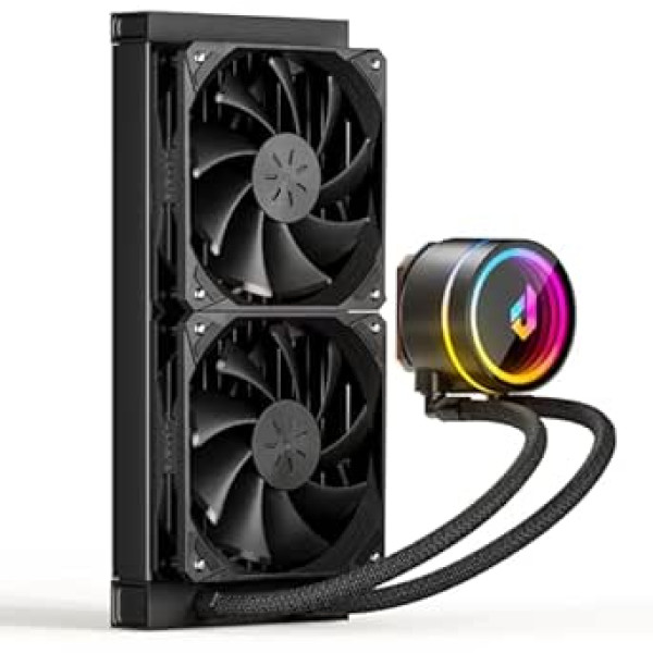 upHere Aio ūdens dzesēšana 240 mm, universāls ūdens dzesēšanas dators ar ūdens bloka ARGB grozāmo galvu un dubultu 120 mm PWM ventilatoru, Intel LGA 2011/2066 (X79/X99 mātesplates) un AMD AM5/AM4 saderīgs, melns,