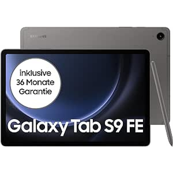 Samsung Galaxy Tab S9 FE Android planšetdators, 256 GB atmiņa, ar pildspalvu (S Pen), ilgs akumulatora darbības laiks, bez līguma bez Simlock, Wi-Fi, pelēks, iekļauta 12 mēnešu garantija [ekskluzīva Amazon]