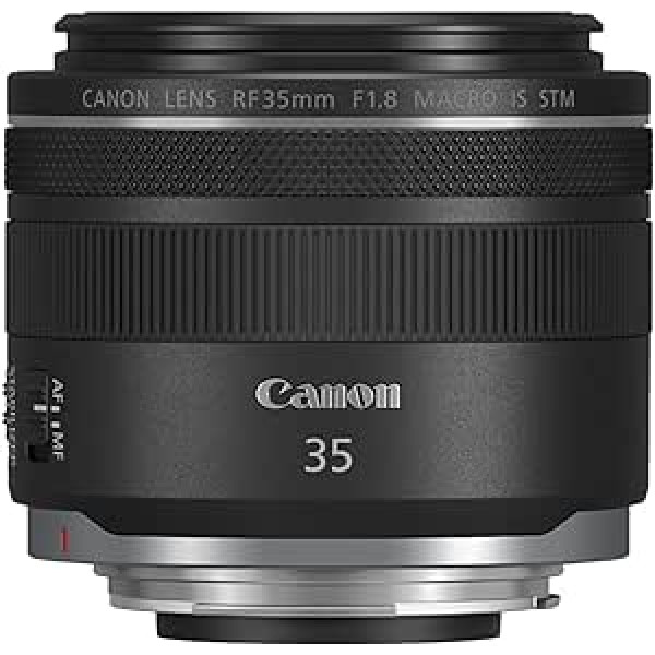 Canon Lens RF 35 mm F1.8 Macro IS STM priekš EOS R (fiksēts fokusa attālums, 52 mm filtra vītne, attēla stabilizators), melns