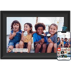 FRAMEO digitālais fotoattēlu rāmis, WiFi 10,1 collas digitālais attēlu rāmis, kustības sensors, automātiska pagriešana, iebūvēta 16 GB atmiņa, izmantojiet SD/Micro SD karti, 1280 x 800 skārienekrāns, kopīgošana