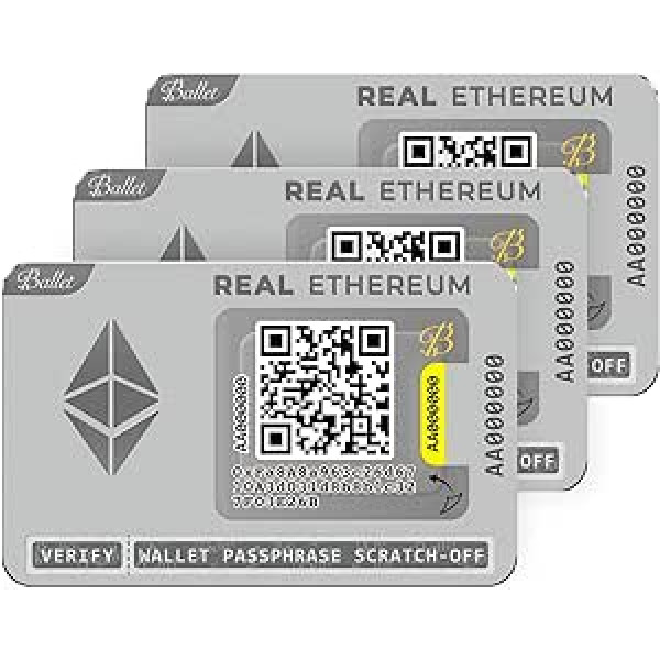 Ballet Real Ethereum (ETH), 3 pack — vienkāršākā saldētavas karte kriptovalūtām, aparatūras maciņš ar atbalstu vairākām kriptovalūtām