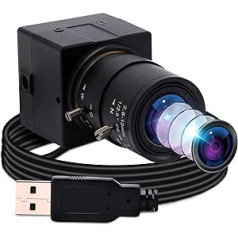 ELP 0,01 Lux tīmekļa kamera 1080P platleņķa regulējama 2,8–12 mm Vario Lens zema apgaismojuma minikamera 1/2,9 collas IMX323 tīmekļa kamera operētājsistēmai Linux/Windows/Android USBFHD06H-SFV (2,8–12 mm)