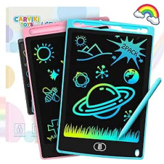 LCD rakstāmdēlis, iepakojums pa 2, 8,5 collu planšetdators bērniem, krāsojamā tāfele, burvju tāfele, rotaļlieta, dzēšams rakstāmdēlis, atkārtoti lietojams ar slēdzamu dzēšanas pogu, zils + rozā