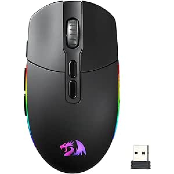 Redragon M719 bezvadu optiskā spēļu pele, 7 programmējamas pogas, RGB fona apgaismojums, 10000 DPI ergonomiskas datorspēļu peles ar uguns pogu