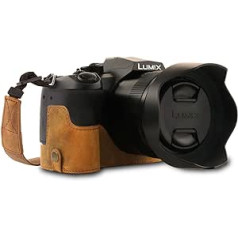 MegaGear MG1683 Ever Ready Genuine Leather Camera Case with Strap Compatible with Leica V-Lux 5, Panasonic Lumix DC-FZ1000 II - Camel