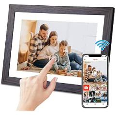 Hesmor WiFi digitālais fotoattēlu rāmis, 10,1 collas, 1280 x 800 IPS LCD skārienekrāns, automātiska pagriešana, iebūvēta 32 GB atmiņa, kopīgojiet mirkļus uzreiz, izmantojot lietotni Frameo no jebkuras vietas