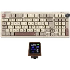 EPOMAKER RT100 98 taustiņu ISO(UK) mehāniskā spēļu tastatūra ar regulējamu mini televizoru, blīvējums, ar vadu/Bluetooth/bezvadu, karstā maiņa, 5000 mAh akumulators (retro balts, jūras sāls kluss)