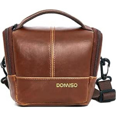 DOMISO Waterproof Camera Bag Universal Shoulder Bag Shockproof Compact PU Leather Camera Case for Digital Camera Compact Camera Bridge Camera Dark Brown