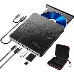 RUIZHI ārējais Blu Ray CD DVD diskdzinis USB 3.0 Type C ārējais CD/DVD Blu-ray rakstītājs BD Bluray disks ar uzglabāšanas somu operētājsistēmai Windows, Linux, Mac OS