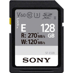 Sony SFE128 SDXC atmiņas karte (SF-E sērija) UHS-II U3 V60 SDXC atmiņas karte Lasīšanas ātrums 270MB/s Rakstīšanas 120MB/s