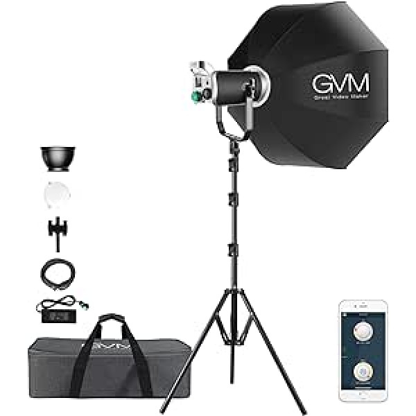 GVM 300W LED video gaisma ar Softbox, CRI97 aptumšojams 2700K-7500K LED studijas apgaismojums, LED fotografēšanas nepārtraukta gaisma ar Bovenu, studijas LED video apgaismojums studijas fotografēšanai video YouTube