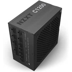 NZXT C1200 PSU - 1200 Watt Gaming PC Power Supply - ATX 3.0 - PCIe 5.0 12VHPWR Connector - 80 Plus Gold Efficiency - Fully Modular - Zero Fan Mode - Black Jacketed Cables - 10 Year Warranty - Black