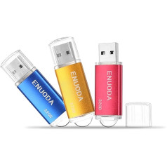 3 Stück 32 GB USB zibatmiņa ENUODA Speicherstick Metall Mehrfarbig High Speed USB 2.0 zibatmiņas diska komplekts (zils, zelts, sarkans)
