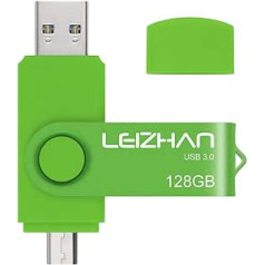 LEIZHAN USB zibatmiņa 128 GB 3.0 mikro zibatmiņas disks ar mikroatmiņas USB diska savienojumu Atmiņas karte Android viedtālruņa datoram (128 GB, zaļa)