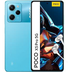 Xiaomi Poco X5 Pro 5G viedtālrunis + austiņas, 8 + 256 GB mobilais tālrunis bez līguma, 6,67 collu 120 Hz FHD + AMOLED DotDisplay, 108 MP galvenā kamera, 5000 mAh, 67 W turbo uzlāde, zils