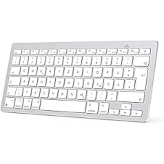 OMOTON Bluetooth Keyboard for Mac, Compact Wireless Keyboard Compatible with MacBook Pro/Air, iMac, iMac Pro, Mac Mini, Mac Pro, QWERTZ DE Layout, Silver