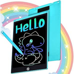 LCD rakstāmdēlis, 12 collu krāsaina ekrāna zīmēšanas tāfele, elektroniskais planšetdators, grafiskais planšetdators, digitālais zīmēšanas bloks, atkārtota rakstīšana un zīmēšana, bērnu rotaļlieta (zila)
