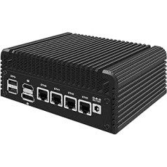 Micro Firewall Appliance, Mini PC, VPN, Router PC, Intel Alder Lake-N 12th Gen N100, HUNSN RJ35, GPIO, TF Slot, HDMI, DP, 4 x 2.5GbE I226-V, Barebone, BEZ RAM, NAV krātuves, NAV Sistēma