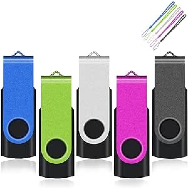 EASTBULL USB Stick 16 GB Pack of 5 Memory Stick 2.0 Memory Sticks High Speed Flash Drive (16 GB, Multi-Colour)