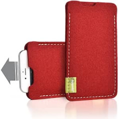 Almwild® futrālis priekš Apple iPhone X/Xs. Dezenzi modelis sarkanā dabīgā filca mobilā tālruņa korpusā, roku darbs Bavārijā