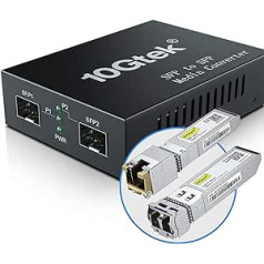 10Gtek® SFP+ Media Converter G0200-SFP (komplekts #33), 10GBase-T sasniedzamība 30 metri, SFP+ LR modulis, 10 km, SMF, 1310 nm