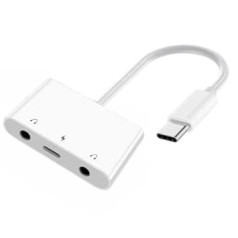 chenyang 3 in 1 USB C to 2 3.5 mm Audio AUX & Microphone Sound Card Adapter with PD 15 W Charge for Laptop Tablet Phone