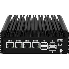 Micro Firewall Appliance, Mini PC, VPN, Router PC, Intel Alder Lake-N 12th Gen N100, HUNSN RJ42, 4 x 2.5GbE I226-V, 2 x HDMI, DP, TF, Type-C, Barebone, BEZ RAM, NAV Uzglabāšana, NAV sistēmas