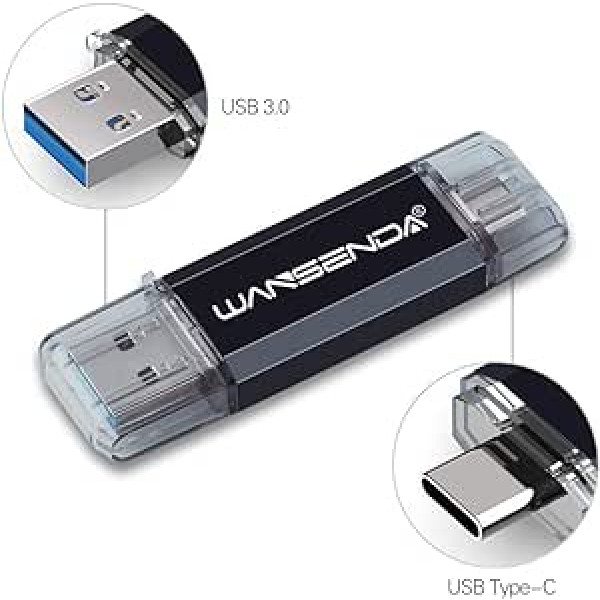 USB Stick 64 GB Type C USB Stick 3.0 128 GB 64 GB 32 GB Memory Stick for Type-C Android Devices / PC / Mac (512 GB, Black)