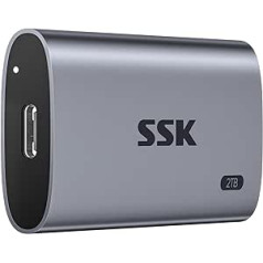 SSK Portable SSD 2TB līdz 2000 MB/s ārējie cietvielu diskdziņi, ārējais USB 3.2 Gen2X2 NVMe SSD cietais disks, īpaši zems enerģijas patēriņš iPhone 15/MacBook/Pro/OTG tālruņiem/klēpjdatoriem