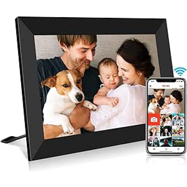 FRAMEO WiFi digitālais attēlu rāmis, 10,1 collu WiFi foto rāmis, 1280 x 800 IPS skārienekrāna fotoattēlus un videoklipus var kopīgot jebkurā laikā un no jebkuras vietas, izmantojot lietotni, 16 GB atmiņa