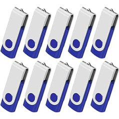 10 Pcs 1GB USB 2.0 Flash Drive Memory Stick Swivel for Laptop PC Car (Blue)