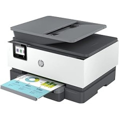 HP OfficeJet Pro 9010e daudzfunkciju printeris, 6 mēnešu bezmaksas drukāšana ar iekļautu HP Instant Ink, HP+, printeris, skeneris, kopētājs, fakss, Wi-Fi, LAN, abpusējais, gaisa nospiedums, pelēks/balts