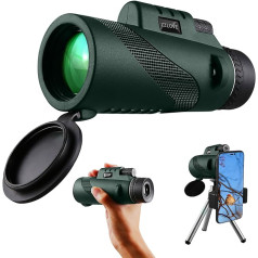 40 x 60 Monocular Telescope High Powered Monocular for Adults Monocular for Smartphone Adapter Monocular Telescope Hunting Wildlife Bird Watching Travel Camping Hiking (GUREEN)