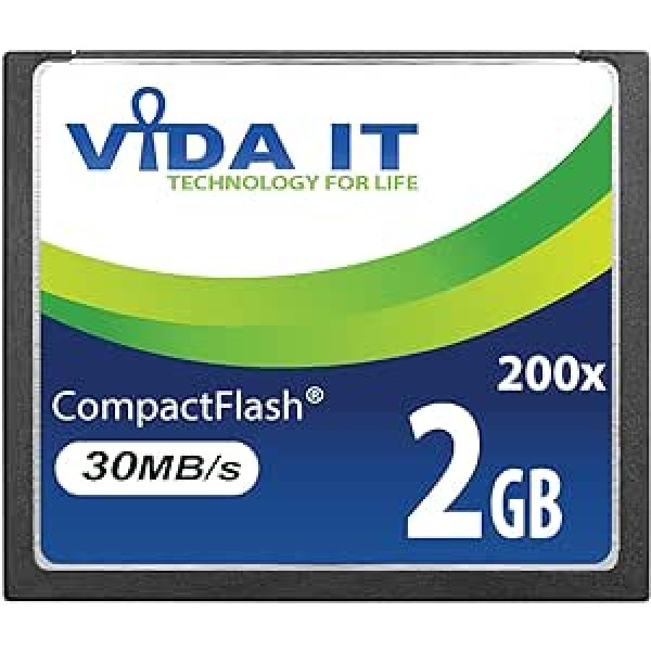 Vida IT 2GB CF Compact Flash High Speed Memory Card 200X Speed 30MB/s IDE 50 Pin for Canon EOS 10D EOS 20D EOS 20Da EOS 300D 30D 350D 400D 40D 50D 5D Mark II EOS 7D EOS D30 SLR Camera