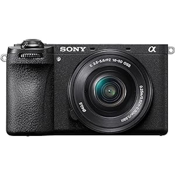 Sony Alpha 6700 APS-C bezspoguļu sistēmas kamera ar 16–50 mm f/3,5–5,6 jaudas tālummaiņas objektīvu (automātiskais fokuss uz mākslīgā intelekta bāzes, 5 asu attēla stabilizācija)