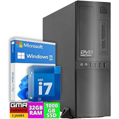 Biroja dators ar Intel i7, 4,0 GHz, 32 GB RAM, 1000 GB SSD, DVD±RW, Smart ID karšu lasītājs 5-in-1, MS Office 2021, USB3, Windows 11 Pro, multivides dators