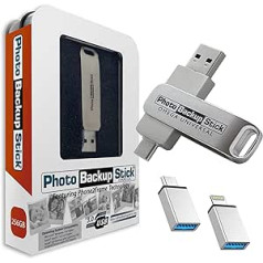 Omega Photo Backup Stick, Universal Image and Video Backup for Any Device - iPhone, Android, Computer, Tablets (256GB)