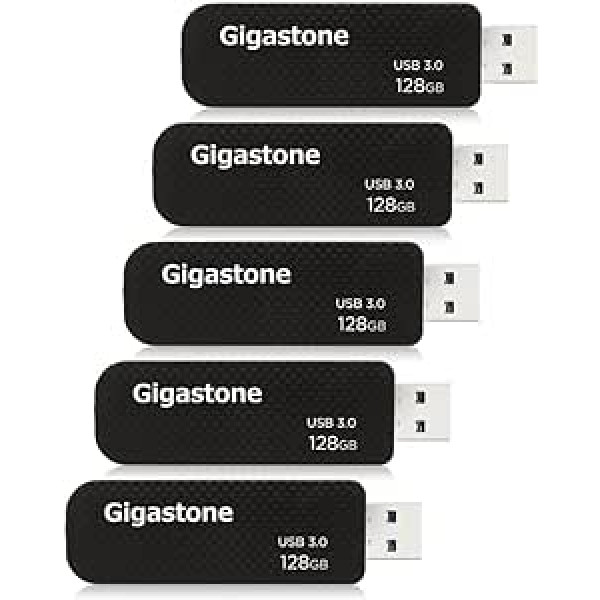 Gigastone Z30 128GB 5 pack USB 3.2 Gen1 zibatmiņas disks, bez vāciņa, ievelkams dizains, oglekļa šķiedras stils, uzticama veiktspēja un izturīgs, USB 2.0 / USB 3.0 / USB 3.1 interfeiss saderīgs