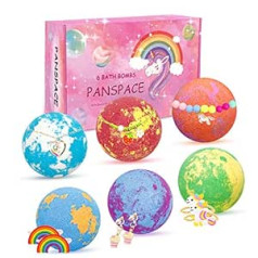 Panspace Bath Bombs Gift Set for Children, 6 Natural Children's Bath Bombs with Surprise Toy Inside, Spa Fizzies Bath Bombs for Girls with Unicorn Decoration, Birthday Christmas Gifts