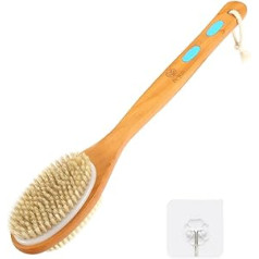 A-1Ux Shower Brush with Soft and Stiff Bristles, Dual Sided Body Brush with Long Handle, Back Scrubber Body Scrub for Wet or Dry Brushing