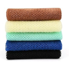 Bekecidi Pack of 5 African Body Exfoliating Net, Long Bath Sponge, African Body Sponge for the Body, African Mesh Sponge, Skin Straightener for Women, Men, Shower, 5 Colours