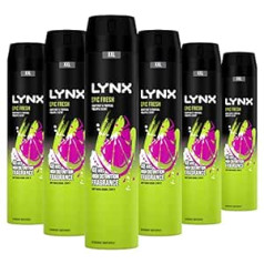 Lynx Epic svaigu greipfrūtu un tropu ananāsu aromāts 48 stundu augstas izšķirtspējas smaržas ķermeņa aerosols vīriešiem Ikonisks svaigs aromāts 6 x 250 ml