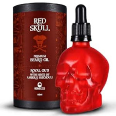 Beard Club Red Skull bārdas eļļa 60 ml - Oud aromātiska bārdas eļļa vīriešiem - bārdas mīkstinātājs vīriešiem ar argana eļļu bārdas kopšanai un kopšanai - dabīga vīriešu bārdas eļļa galvaskausa ūsu eļļa