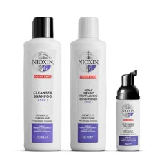 Nioxin System 6 sākuma komplekts — šampūns, kondicionieris un galvas ādas serums ķīmiski apstrādātiem, redzami retinātiem matiem — pret matu izkrišanu matu lūšanas un sabiezēšanas dēļ