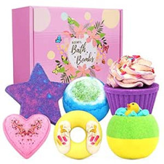 Boenfu Bath Bombs Gift Set, 6 Handmade Bath Bombs Children with Natural Ingredients, Perfect Valentine's Greeting, Birthday, Christmas Gifts for Mum, Wife, Girlfriend, Girls