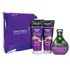 John Frieda Frizz Ease Miraculous Recovery dāvanu komplekts - šampūns, kondicionieris un brīnumpilieni. Anti-frizz matu kopšanas komplekts sausiem, nomāktiem matiem