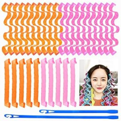 Kinsinder Pack of 30 Curlers, Spiral Curls, Spiral Curler Set with Styling Hooks, Hair Curls Curler Without Heat, Spiral Hair Styling Tools for Long/Short Hair