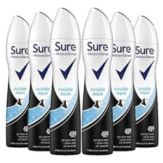 Sure Women Invisible Aqua Aerosol pretsviedru dezodorants, 250 ml, iepakojumā 6