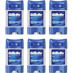 Gillette Antiperspirant Deodorant Gel for Men 420 ml (70 ml x 6) 48h Invisible Sweat and Odour Protection Cool Wave