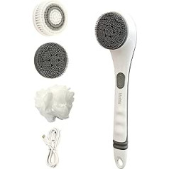 Blushly Rechargeable Exfoliating Body Brush with 3 Cleaning Brush Heads Shower Body Brush 14 Inch